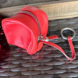 Orange red soft Bally Leather airpod keychain bag charm